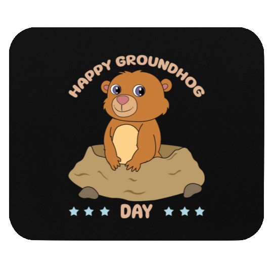 Happy Groundhog Day Cute Kawaii Groundhog Mouse Pads