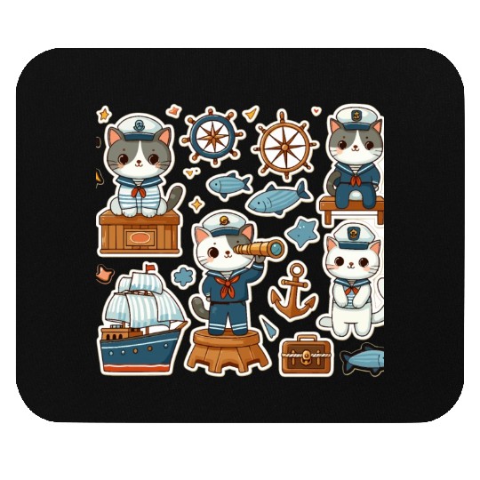 Sailor Whiskers: Little Sailor Kitties Sticker Mouse Pads