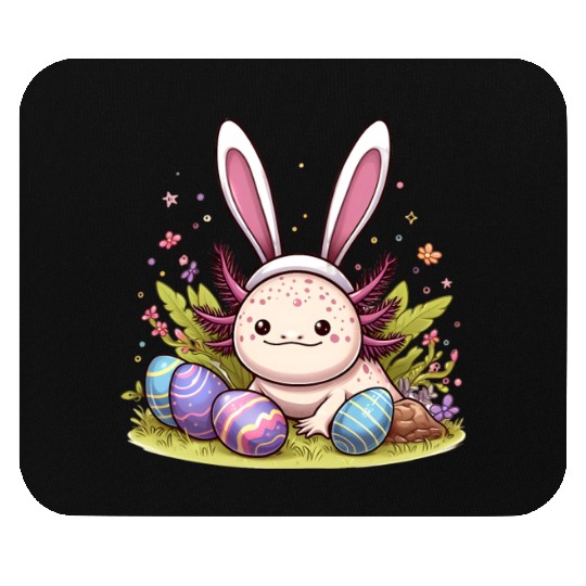 Happy Easter with axolotl and bunny ears Mouse Pads