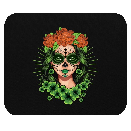 St Patrick's Day Dia De Los Muertos Catrina Mouse Pads
