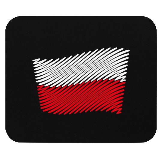 Poland Flag Scribble (White - Red) Mouse Pads