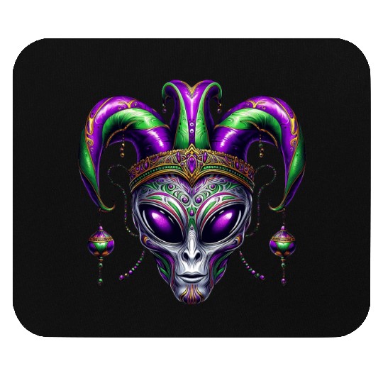Mardi Gras alien with a fool's hat Mouse Pads