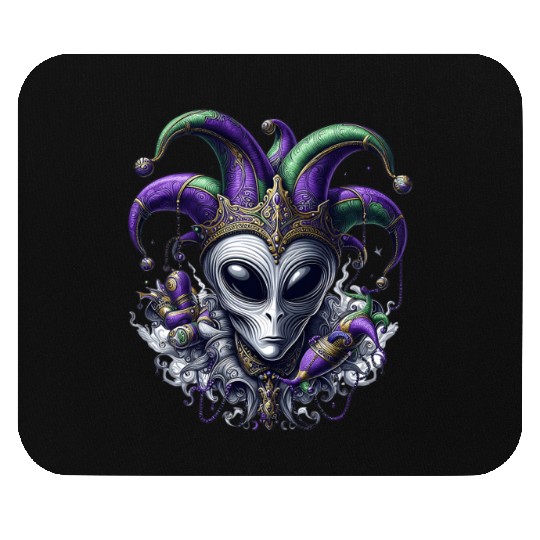Mardi Gras alien with a fool's hat Mouse Pads