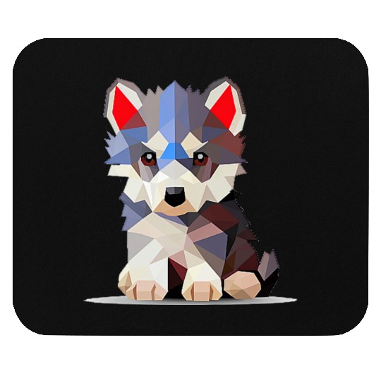 Geometric Wolf Cub Mouse Pads