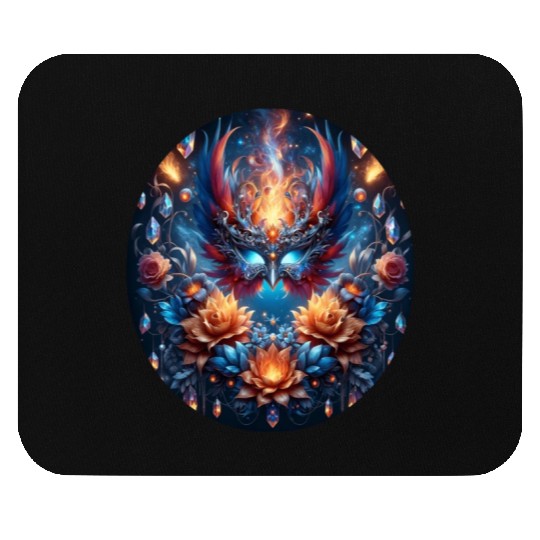 Phoenix Rebirth in Cosmic Bloom Mouse Pads