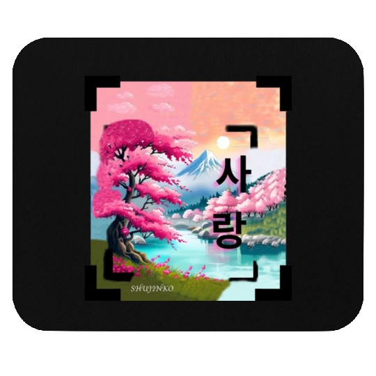Japan Landscape With Cherry BlossomTree (Vintage) Mouse Pads