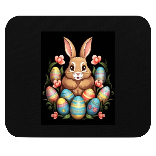 Easter Bunny Rabbit Colorful Eggs Easter Egg Hunt Mouse Pads