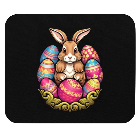 Easter Bunny Rabbit Colorful Eggs Easter Egg Hunt Mouse Pads