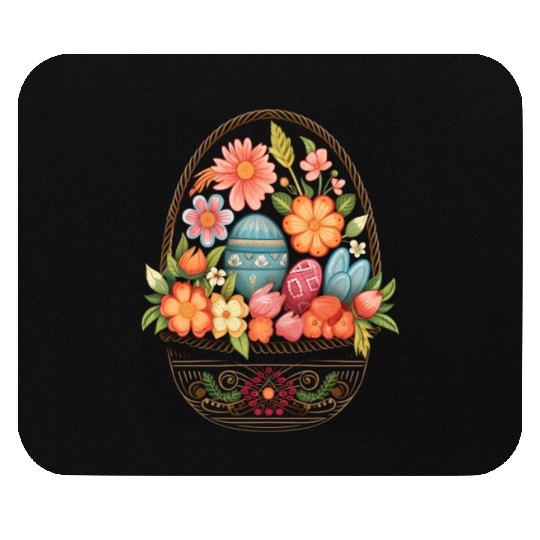 Easter Day Easter Egg Basket Spring Flowers Mouse Pads