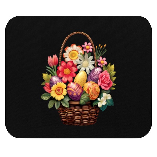 Easter Day Easter Egg Basket Spring Flowers Mouse Pads