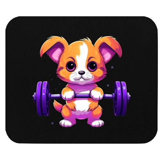 Cute Puppy Lifting Gym & Fitness Mouse Pads