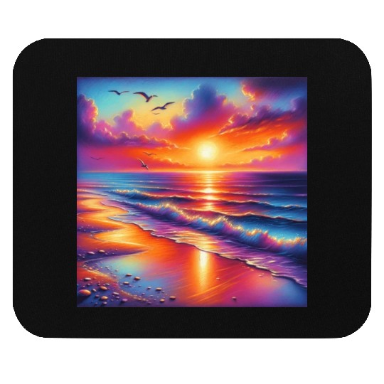 Sunset Serenity: Pastel Beachscape Mouse Pads