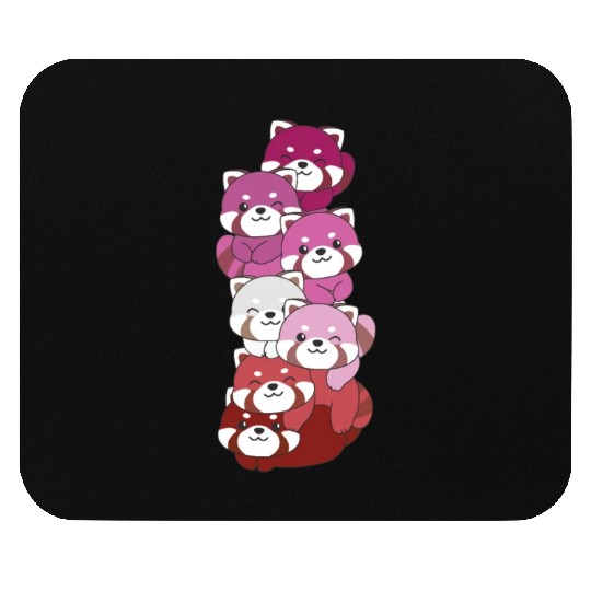 Lipstick Lesbian Pride Lgbtq Cute Red Panda Pile Mouse Pads