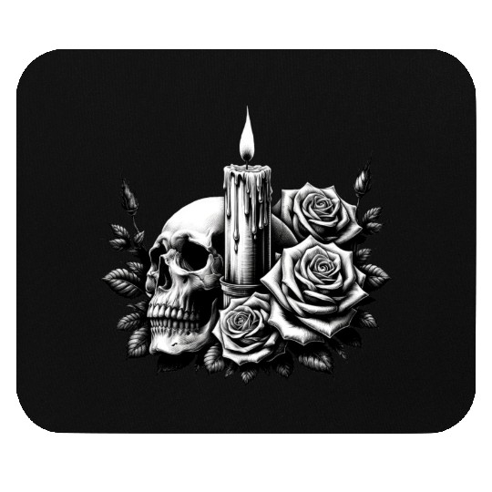 Gothic Skull and Roses Graphic Art Mouse Pads