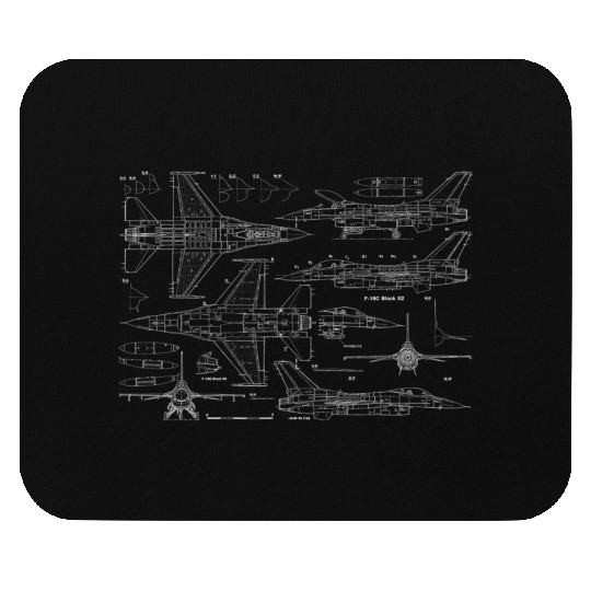 F16 Jet Aircraft Fighter Jet Blueprint Mouse Pads