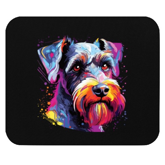 Watercolor Colorful Miniature Schnauzer Mouse Pads