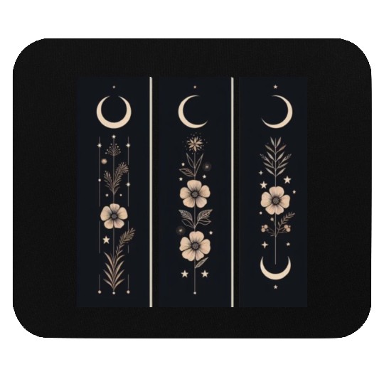 Moon phases with wild flowers and constellations Mouse Pads