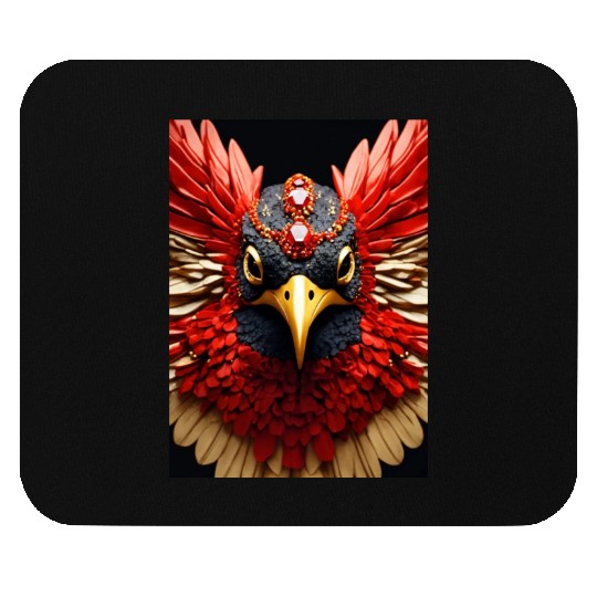 Realistic Anthropomorphic Red white and black humm Mouse Pads