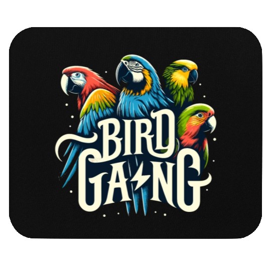 Bird Gang Parrot Funny Birder Flock Owner Macaw Mouse Pads