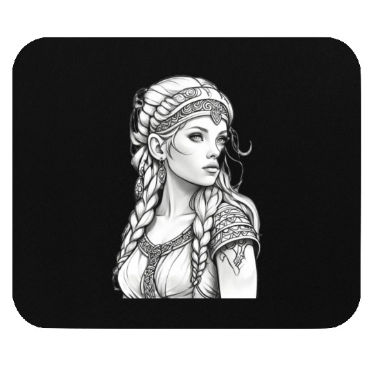 Viking female hairstyles grayscale Mouse Pads