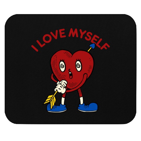 I Love Myself Funny Heart Cupid Arrow Parody Cute Mouse Pads