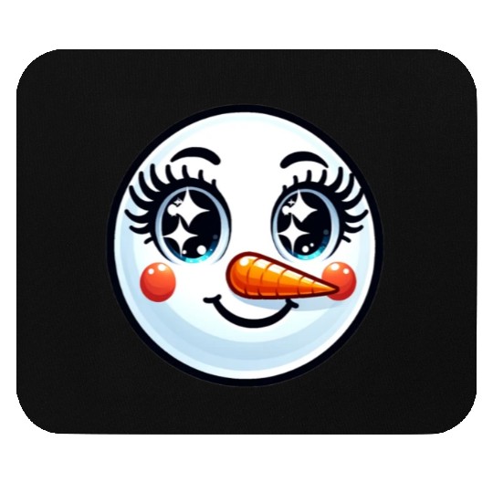 Lady Carrot-Nosed Snowwoman Cute Snowman Christmas Mouse Pads