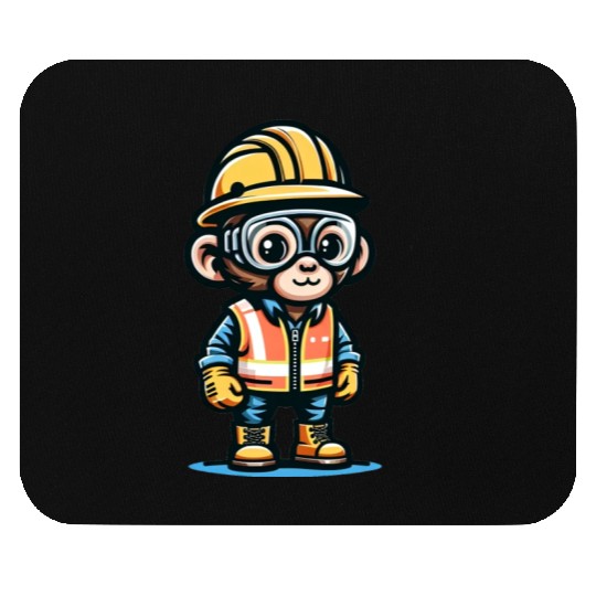 Cute Monkey Construction Worker Mouse Pads