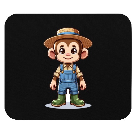 Cute Monkey Farmer Mouse Pads