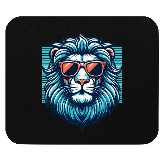 Chill Monarch - Lion with Sunglasses Retro Mouse Pads