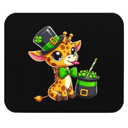 St. Patrick's Day Giraffe with Bubble Tea Mouse Pads