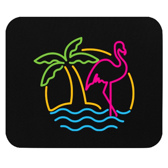 80s Vintage Miami Retro Neon Pink Flamingo Mouse Pads