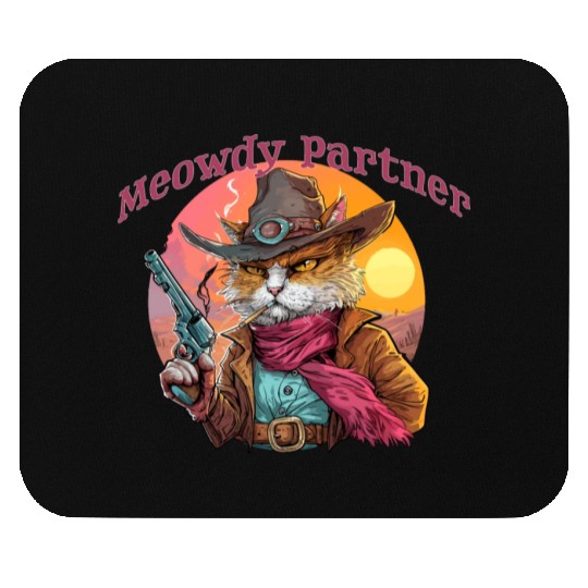 Purrfect Outlaw Showdown - Meowdy Partner Mouse Pads
