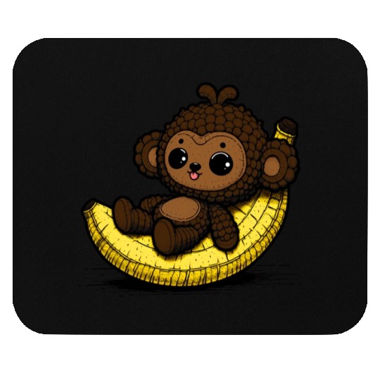 Amigurumi Monkey Chills On Banana Mouse Pads