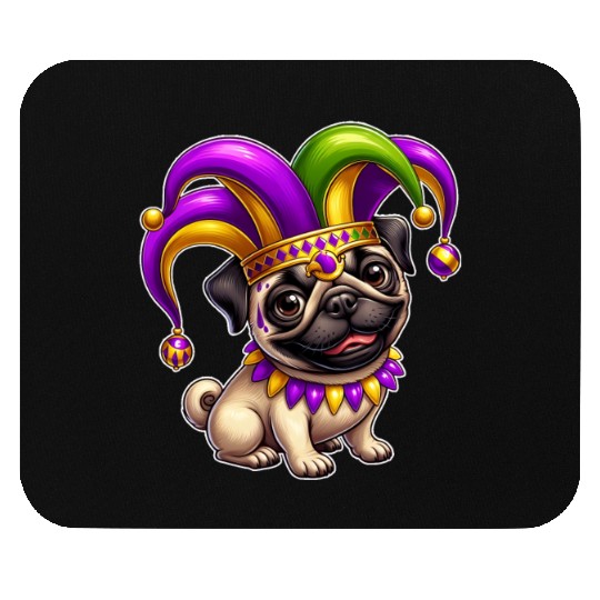 Mardi Gras Pug with Jester Hat Mouse Pads