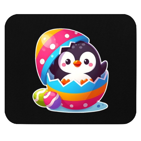 Penguin hatches from colorful Easter egg Mouse Pads