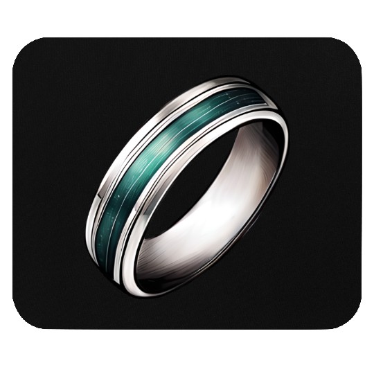 Silver Ring With Green Inlay Jewelry Mouse Pads