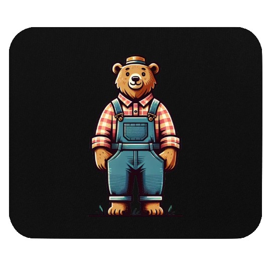 Cute Bear Farmer Mouse Pads