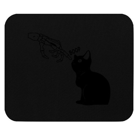 Black Cat Lover Skeleton Hand Boop Mouse Pads