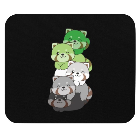 Aromantic Flag Pride Lgbtq Cute Red Panda Pile Mouse Pads