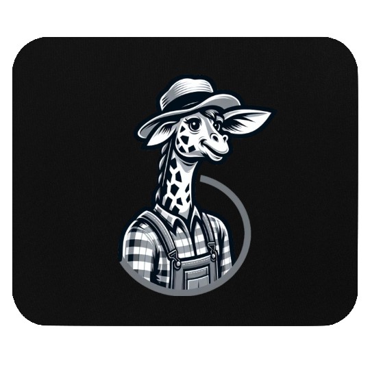 Cute Giraffe Farmer Mouse Pads