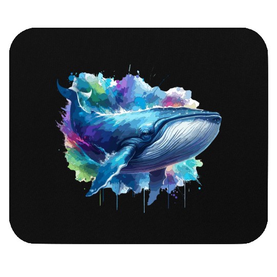 Blue Whale Colourful background Mouse Pads