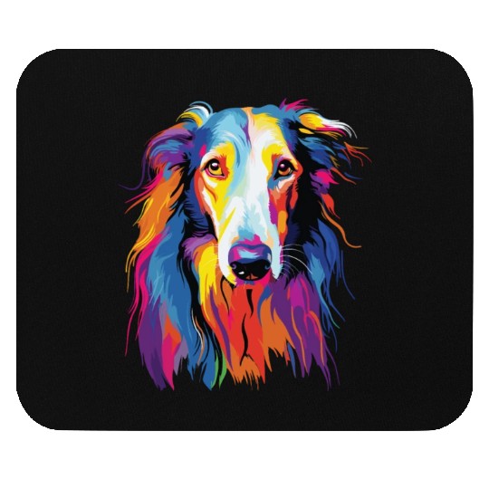 Watercolor Colorful Russian Greyhound Mouse Pads