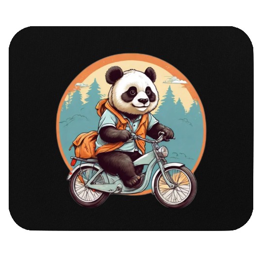 Panda Riding Bicycle Mouse Pads