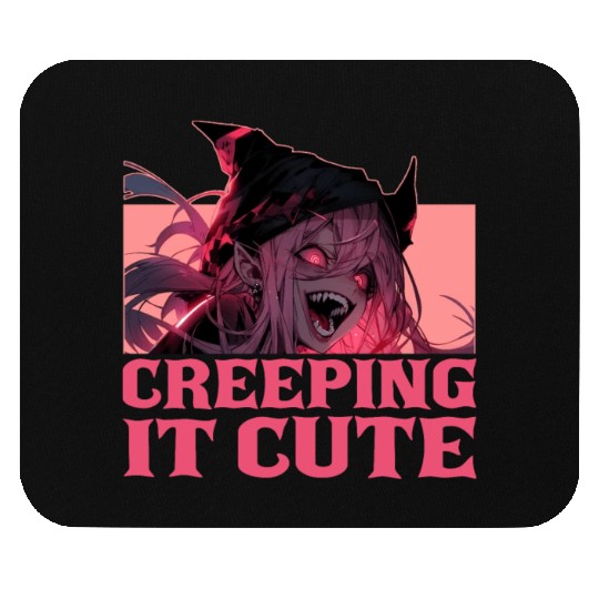 Creeping It Cute Creepy Anime Girl Harajuku Goth O Mouse Pads