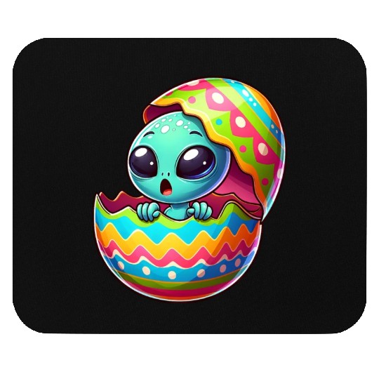 Colorful Alien Easter Egg Hatch Design Mouse Pads