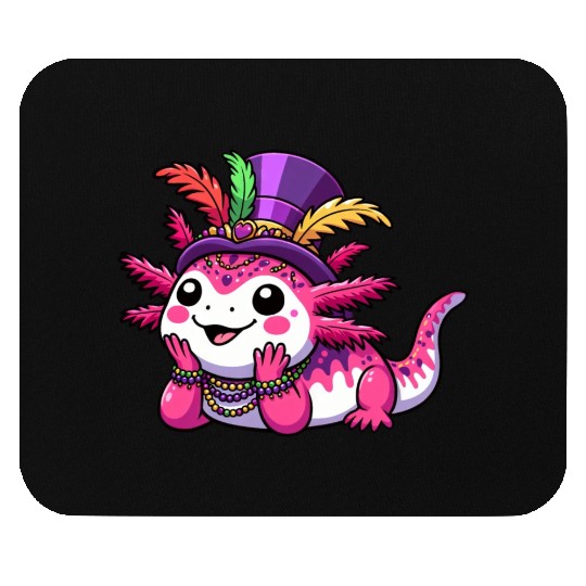 Mardi Gras Axolotl: Carnival Joy Mouse Pads