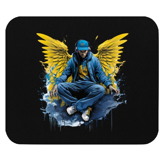 Urban Angel Wings DJ Graphic Stylish Streetwear Mouse Pads