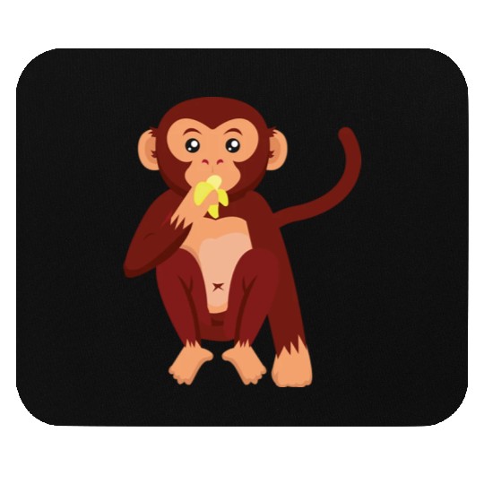 Cute monkey eating banana Mouse Pads