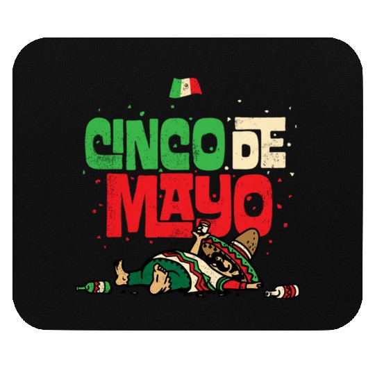 Cinco De Mayo May 5 Drunk Mexican Flag Mouse Pads