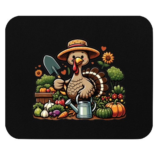 Thanksgiving Garden Turkey Gardener Vegetable Mouse Pads
